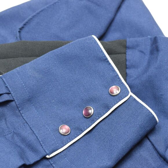 Tem Tex Men Pearl Snap Shirt Western Long Sleeve Cotton Blue Size 16 - 34 VTG - Picture 8 of 8